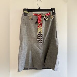 Vintage Missoni wool blend pleated skirt with floral scarf belt